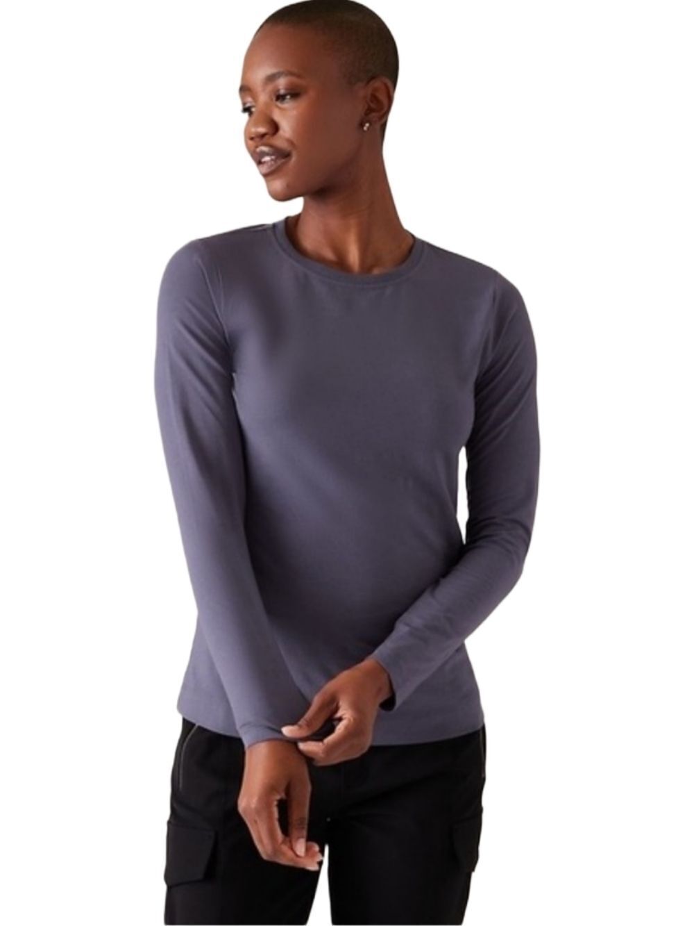 Athleta Womens Nightfall Purple Outbound Long Sleeve Crew Neck Top Size XS